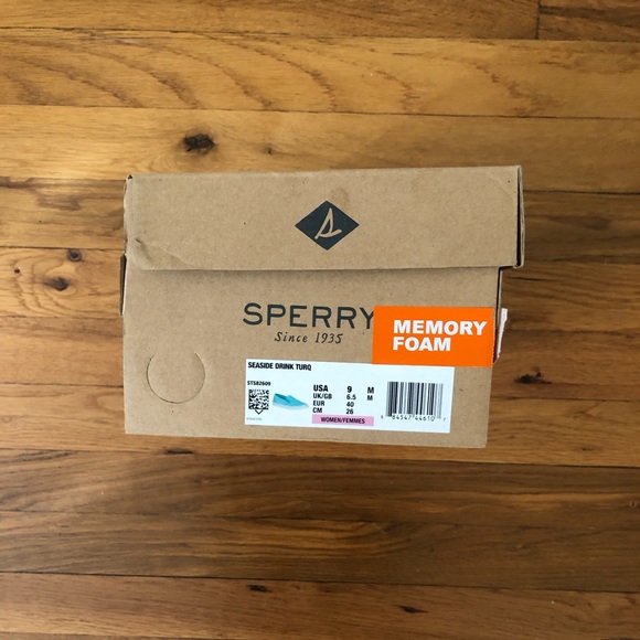 New In Box! Sperry Slip-On Sneaker With Memory Foam In Fun Turquoise Color - Picture 4 of 15